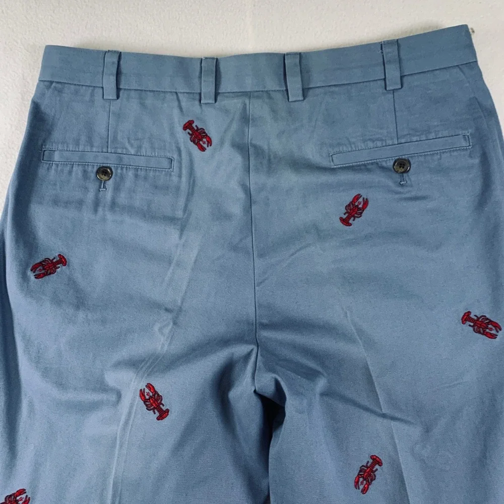 Brooks Brothers 346 Men Lobster Embroidered Chinos Pants Blue 35x32 (Fits 35x28) - Picture 6 of 13